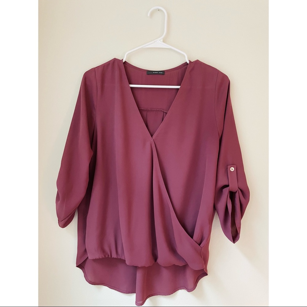 West Kei hi-low blouse with button sleeves